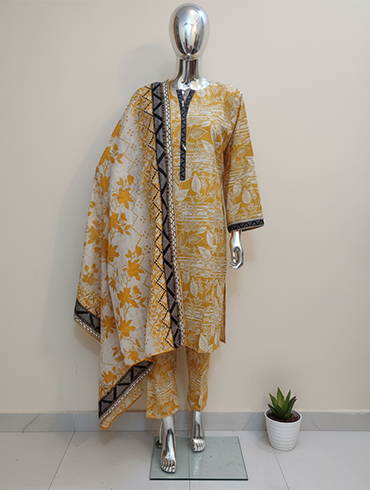 WFH Printed Khaddar - Golden Leaf