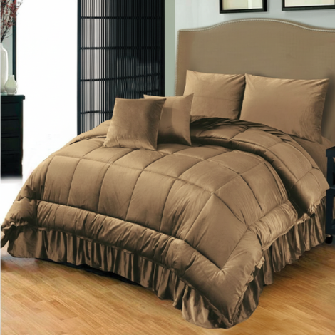 Bridal 6 Piece Embossed Velvet Frill Duvet Set
