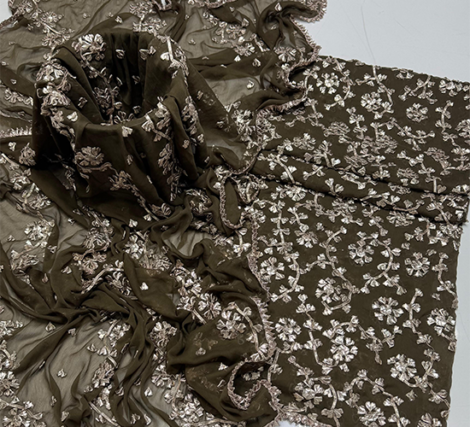 Bridal Gota Handwork Collection – 2 Piece Premium Set - Dark Olive Green